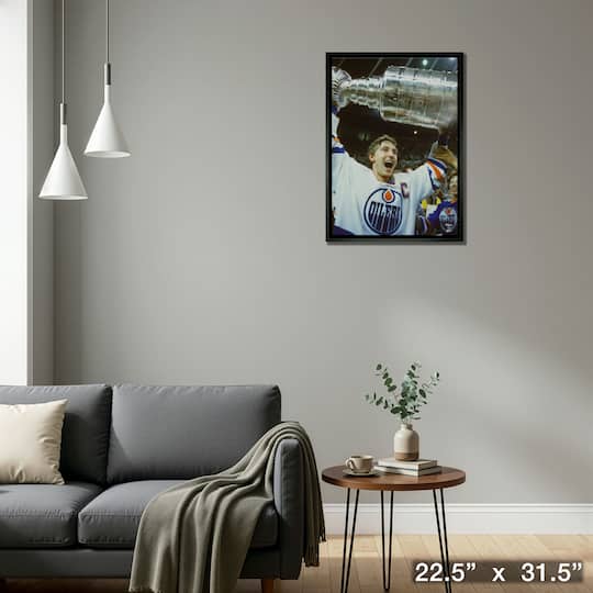 Wayne Gretzky 20" x 29" Framed Canvas Oilers Stanley Cup-V 22.5" x 31.5"
